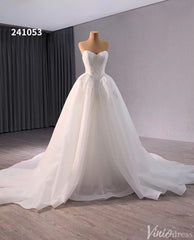 Elegant Strapless Lace Applique Wedding Gown Sweetheart Neck Bridal Dress 241053