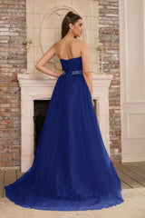 Elegant Strapless Sweetheart Tulle Ball Gown Prom Dress Long