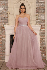 Elegant Strapless Sweetheart Tulle Ball Gown Prom Dress Long