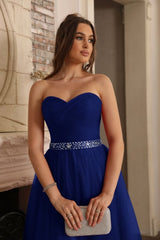 Elegant Strapless Sweetheart Tulle Ball Gown Prom Dress Long