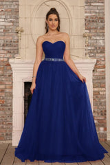 Elegant Strapless Sweetheart Tulle Ball Gown Prom Dress Long