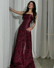 Navy Blue Long Prom Dresses Satin Evening Gowns Dresses Elegant
