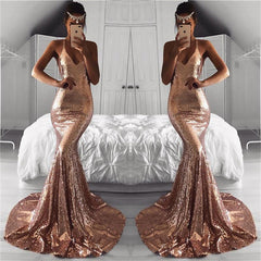 Elegant V-Neck Sequins Sleeveless Evening Dress