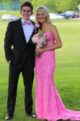 Sweetheart Black Lace Mermaid Long Formal Dress
