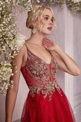 Cinderella Divine CD0195 Embellished Sleeveless Long Formal Prom Dress