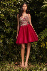 Cinderella Divine CD0188 Embellished Spaghetti Strap Short Prom Dress