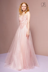 Embroidered Bodice and Mesh Glitter Floor Length Skirt