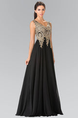 Embroidered Chiffon Long Prom Dress Formal