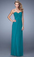 Sheer-Back Long Strapless La Femme Prom Dress