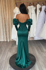 Emerald Evening Dress Prom Dress Long Bubble Sleeves Sweetheart Sequined Evening Gown