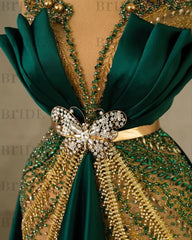 Emerald Green Mermaid Prom Dress Sleeveless Spaghetti Strap Long Evening Gown