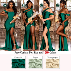 Emerald Green Bridesmaid Dresses Multiway High Split Mermaid Wedding Guest Dress