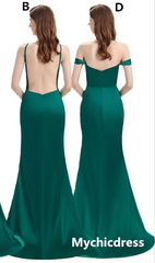 Elastic Satin Emerald Green Bridesmaid Dresses Off-the-shoulder Strapless