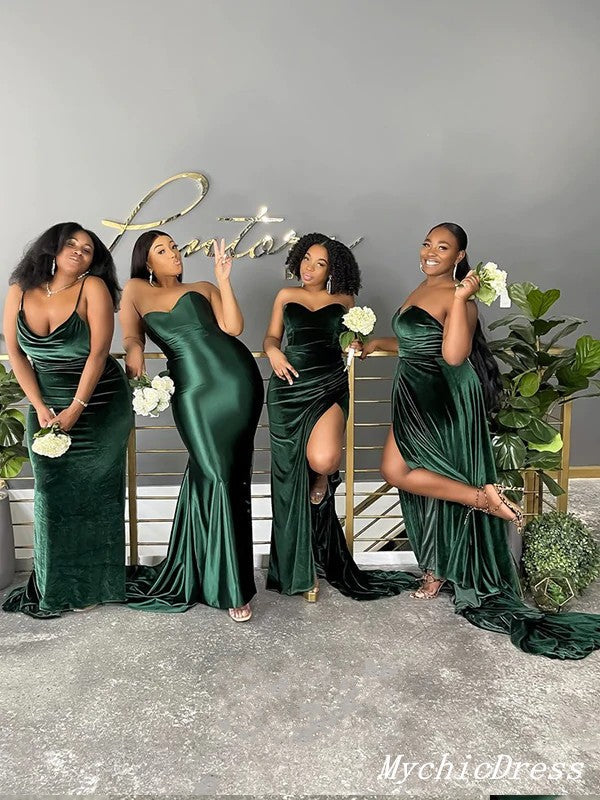 Cheap Multiway African Green Bridesmaid Dresses Velvet Emerald Wedding Guest Dress