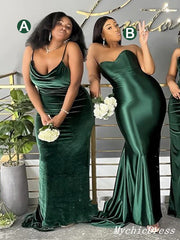 Cheap Multiway African Green Bridesmaid Dresses Velvet Emerald Wedding Guest Dress