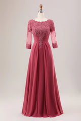 A Line Scoop Neck Chiffon Mother of Bride Dress with Appliques