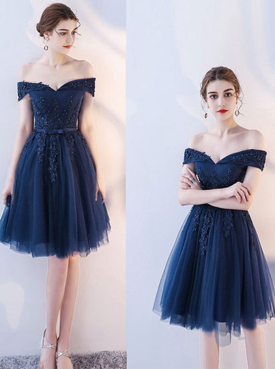 Charming Navy Blue Homecoming Dress, Short Prom Dress