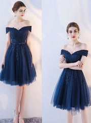 Charming Navy Blue Homecoming Dress, Short Prom Dress