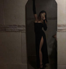 Modest Mermaid Black Prom Dresses With Gloves 22th Birthday Outfit P413