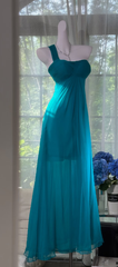 One Shoulder Chiffon Long Prom Dress Simple Special Occasion Dresses