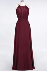 A-Line Chiffon Sleeveless Floor-Length Bridesmaid Dress with Ruffles