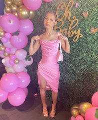Princess 17th Birthday Dresses Pink Slit Birthday Dress For Teens P357