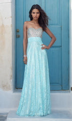 Full Length Sweetheart Open Back Lace Gown