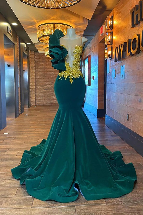 Fantastische lange mouwloze meimaid prom -jurk met kralen