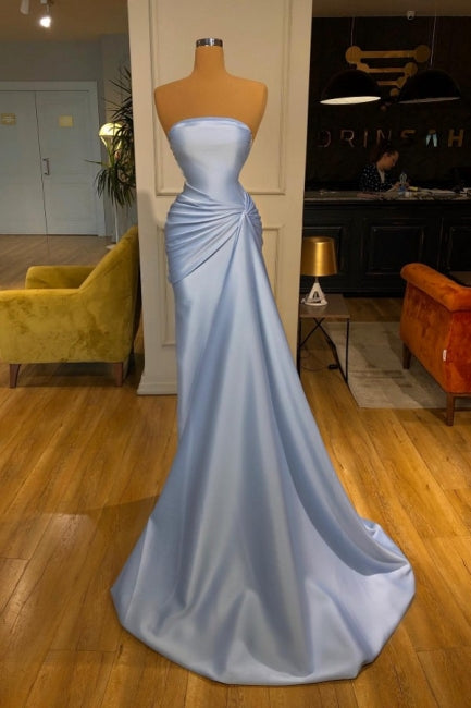 Fantastische strapless zeemeermin afstuderen jurken lange blauwe prom -jurken