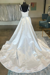 Sweetheart Bow-Strap A-Line Long Wedding Dress