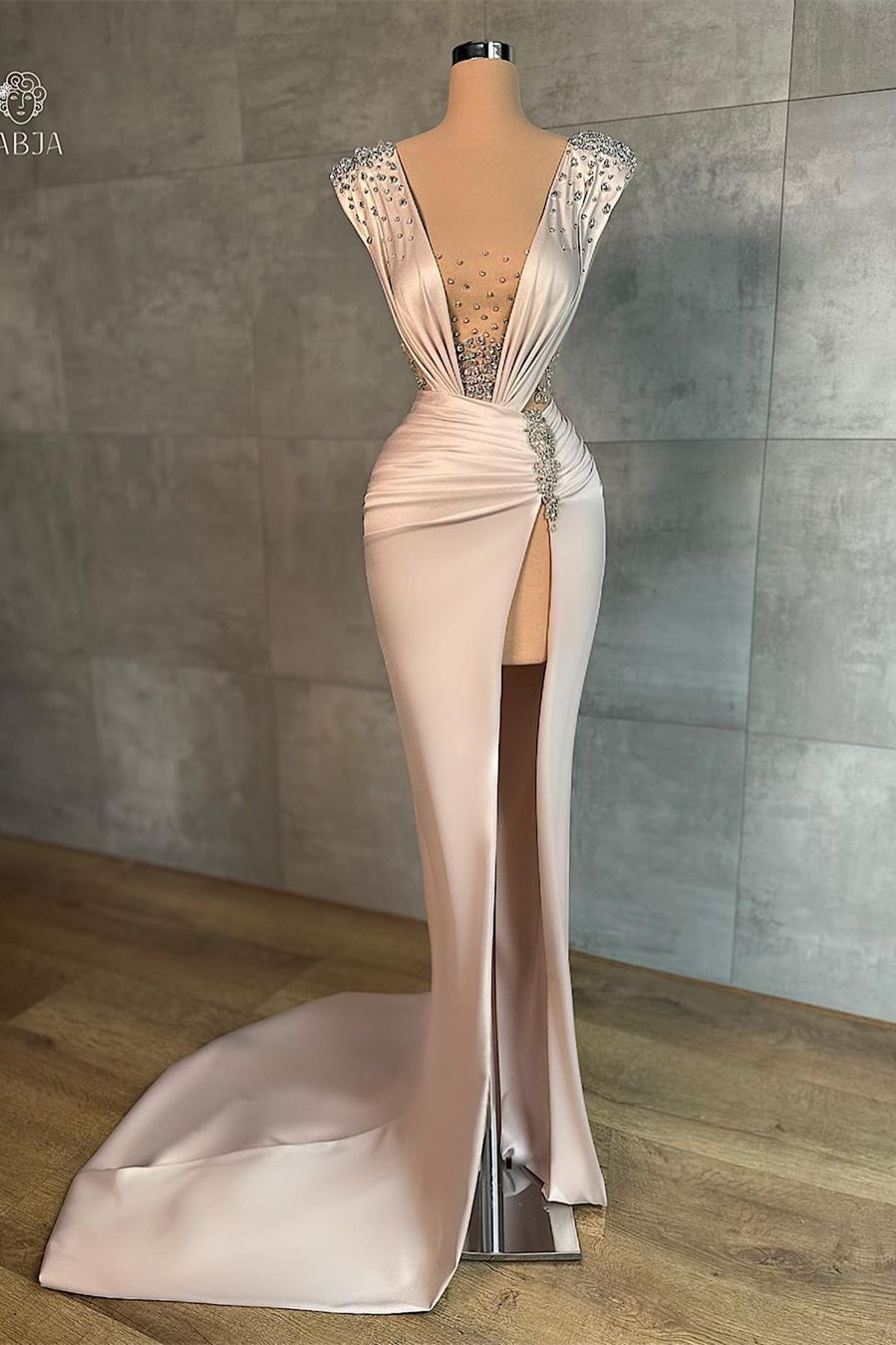 Mode Lange V-hals Split Front Mermaid Evening prom-jurken met strass