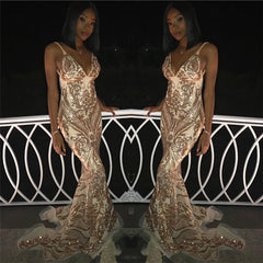 Fashion Sheath Sequins Sleeveless Open Back Prom Dress