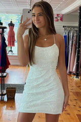 Red Lace Appliques Bodycon Mini Party Dress