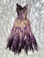 Vintage Embroidery Chiffon Beaded Ruffled Homecoming Dress Party Dress Cocktail Dress HZ1024