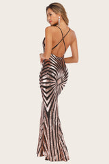 Black Mermaid Sequin Long Holiday Dress