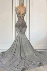 V-neck bloemen zeemeermin lange mouwen prom-jurken