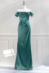 Elegant strapless off shoulder satin backless and floor length dress prom dress