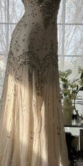 Luxury Straps Beaded Chiffon Long Prom Dress Open Back Formal Dresses