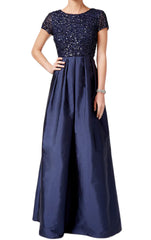 Round Neck Sequined Mother of the Bride Dress