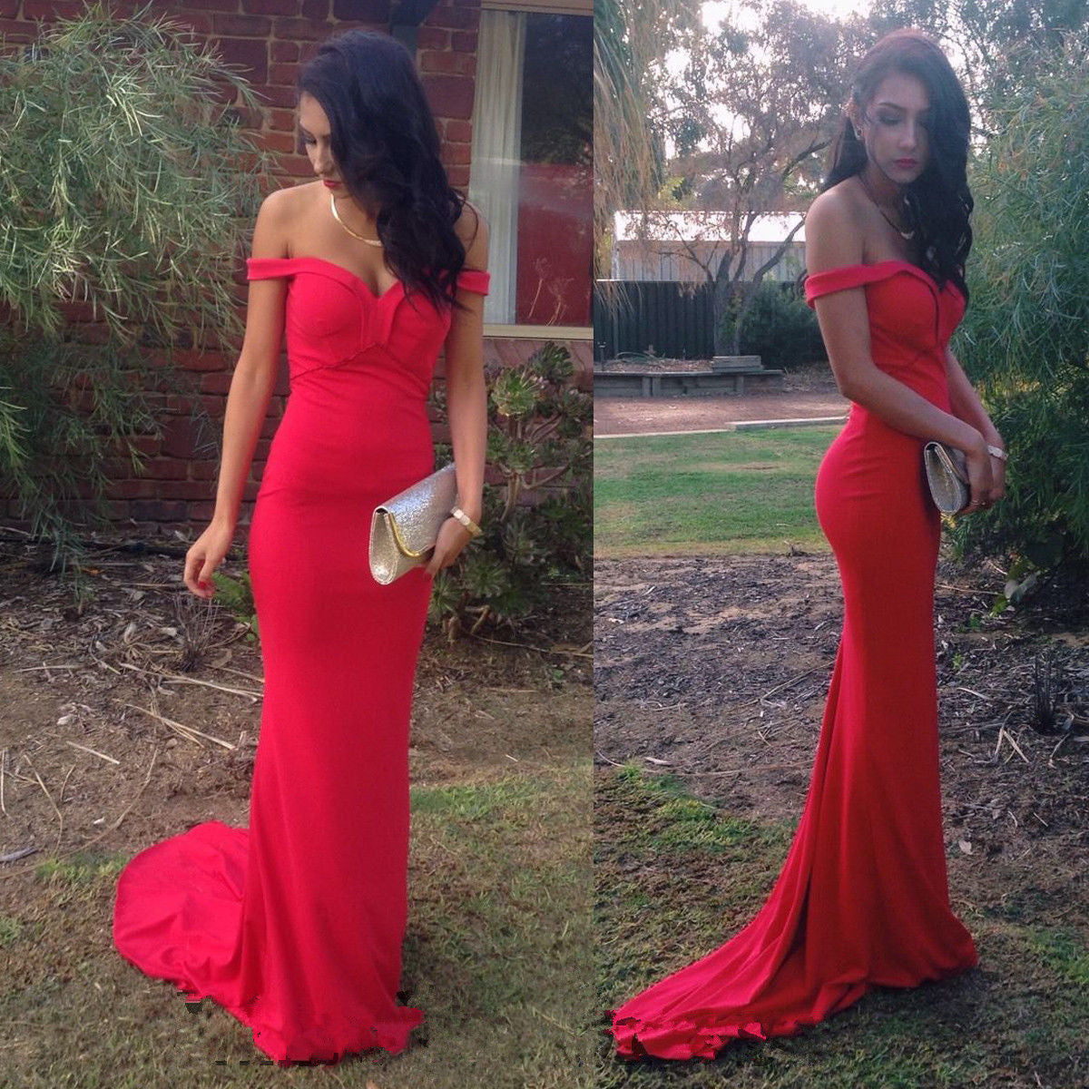 Red Prom Dresses 2021 Sexy Long Chiffon Formal Dresses