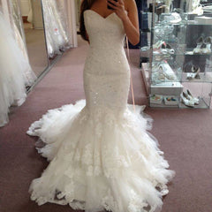 Lace Tulle Sequins Sweetheart Bridal Gowns