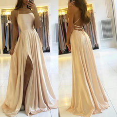 Simple A Line Sage Green Long Prom Dress With Slit Evening Party Dress KX79