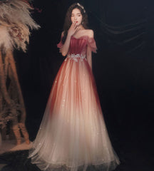 Design Off Shoulder A-line Prom Dress Floor Length Wedding Formal Dresses