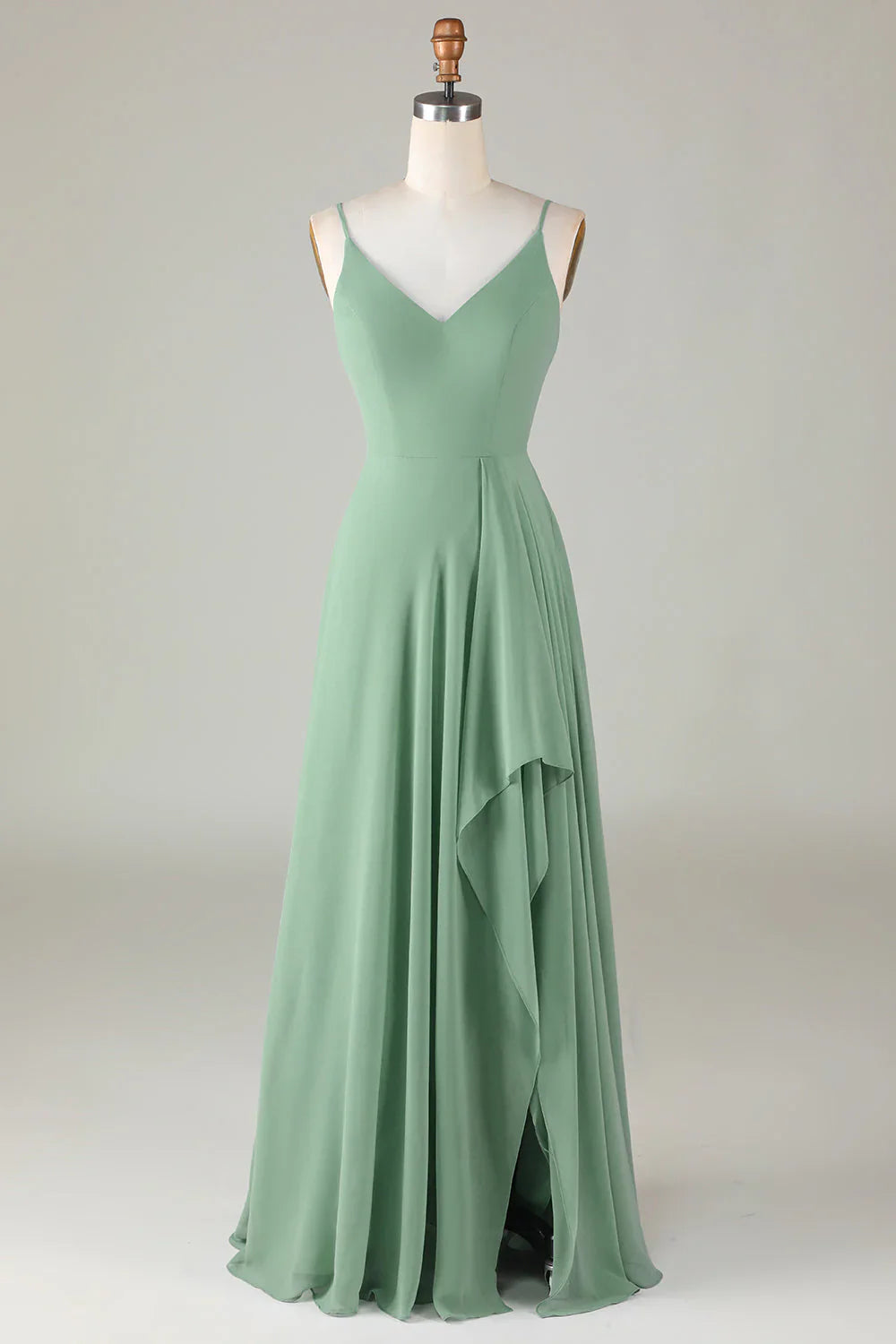 Spaghetti Straps Long Bridesmaid Dress