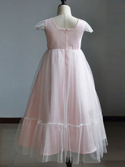 Flare Sleeve Flower Girl A Line Party Dress Floor Length Bridesmaid Dress