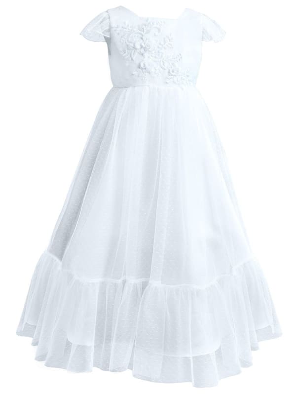 Flare Sleeve Flower Girl A Line Party Dress Floor Length Bridesmaid Dress