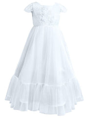 Flare Sleeve Flower Girl A Line Party Dress Floor Length Bridesmaid Dress