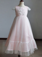 Flare Sleeve Flower Girl A Line Party Dress Floor Length Bridesmaid Dress