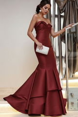 Strapless Mermaid Prom Dress Floor Length Evening Gown