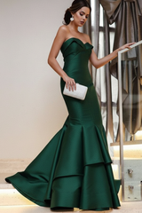 Strapless Mermaid Prom Dress Floor Length Evening Gown